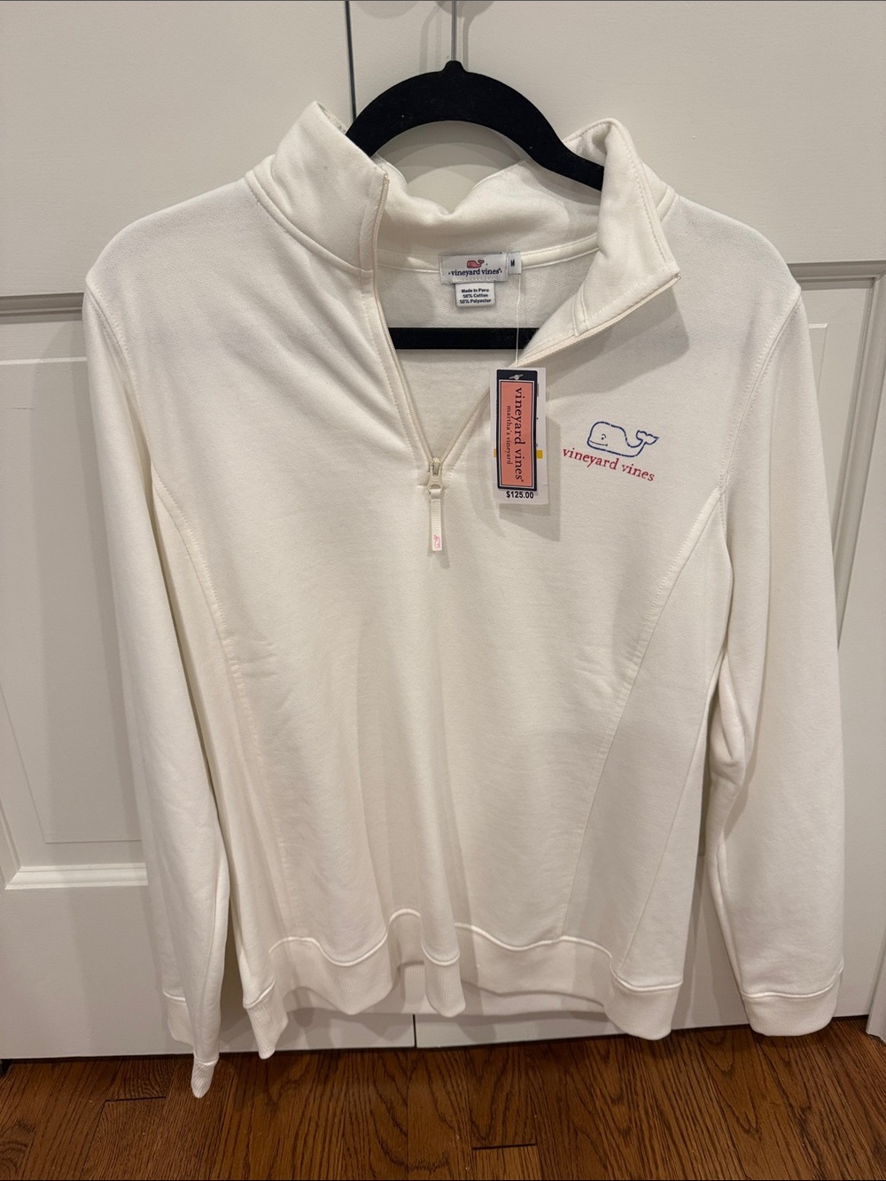 Vineyard Vines Cream Quarter-Zip Whale Pullover
